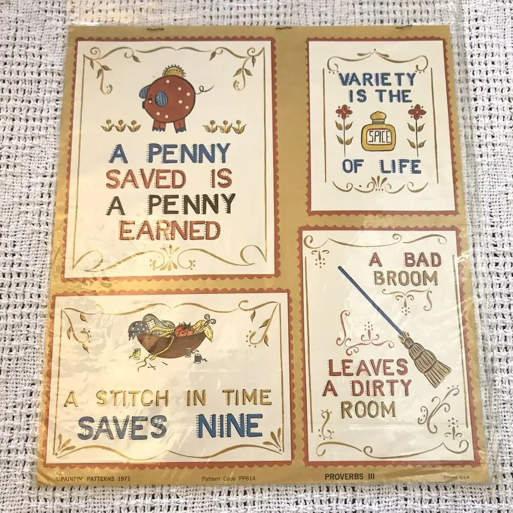 Decoupage Kit Paintin Patterns 1971 Proverbs III PP614 NEW DEAD STOCK 1970s